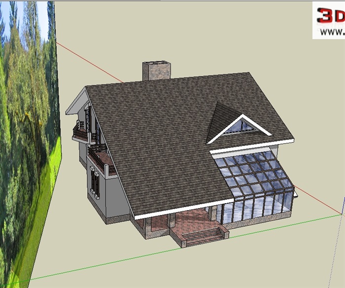 大坡顶住宅别墅设计su模型[原创]
