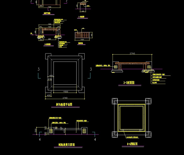 各种景观坐凳cad施工图