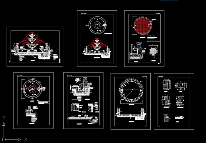 欧式喷泉水景设计cad施工图[原创]