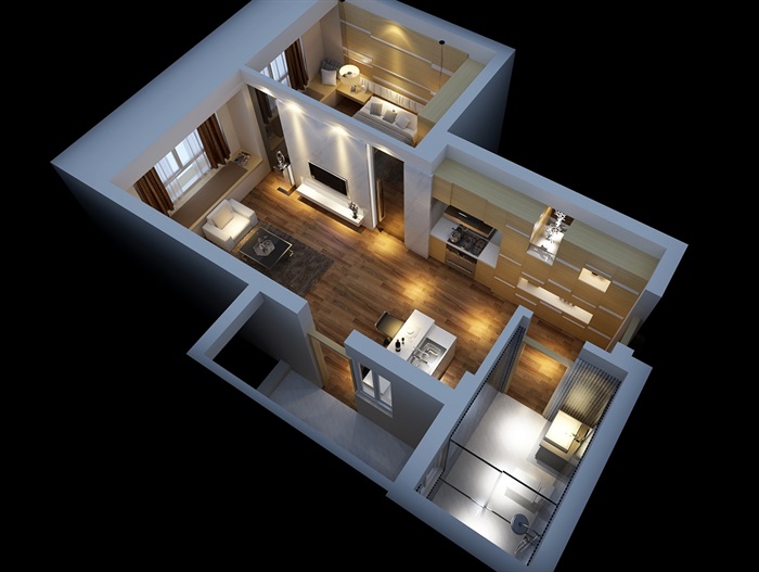 现代住宅室内小户型空间设计3d模型[原创]