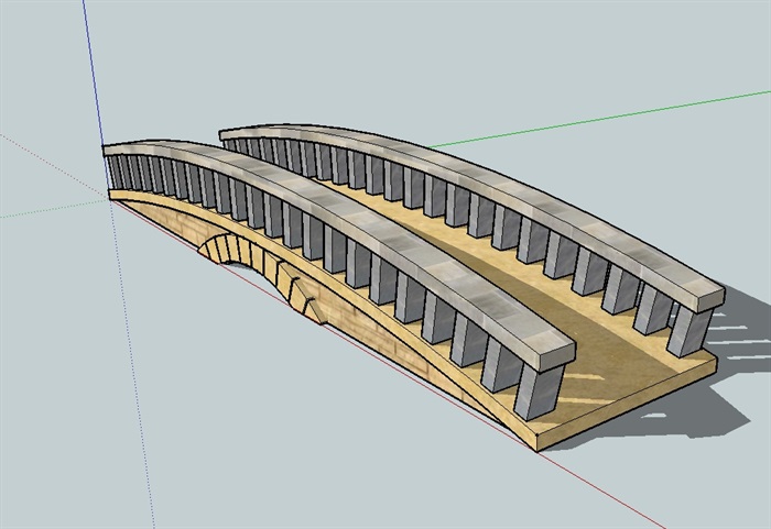 现代详细的园林景观拱桥设计su模型[原创]