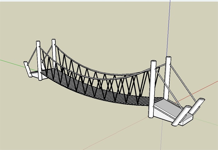 园林景观吊桥设计su模型[原创]