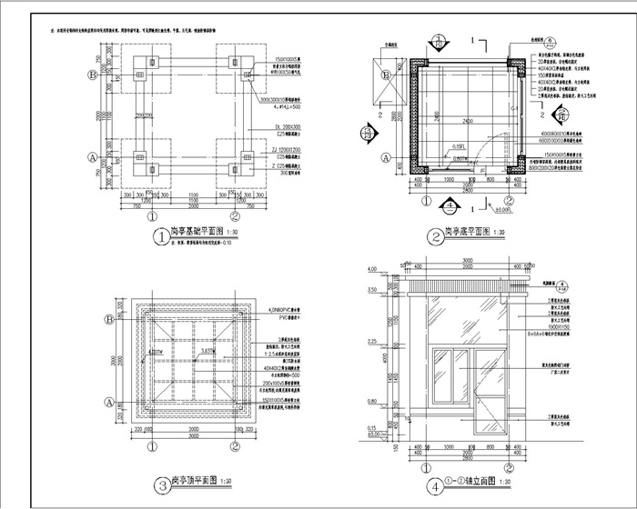 现代岗亭详细设计cad施工图