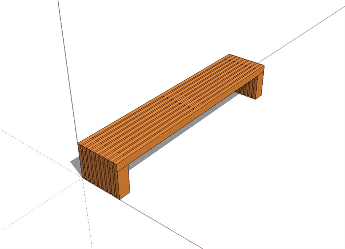 长条木质坐凳设计su模型[原创]