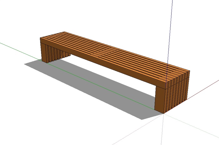长条木质坐凳设计su模型[原创]