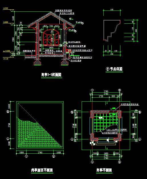 现代保安亭详细设计cad施工图原创