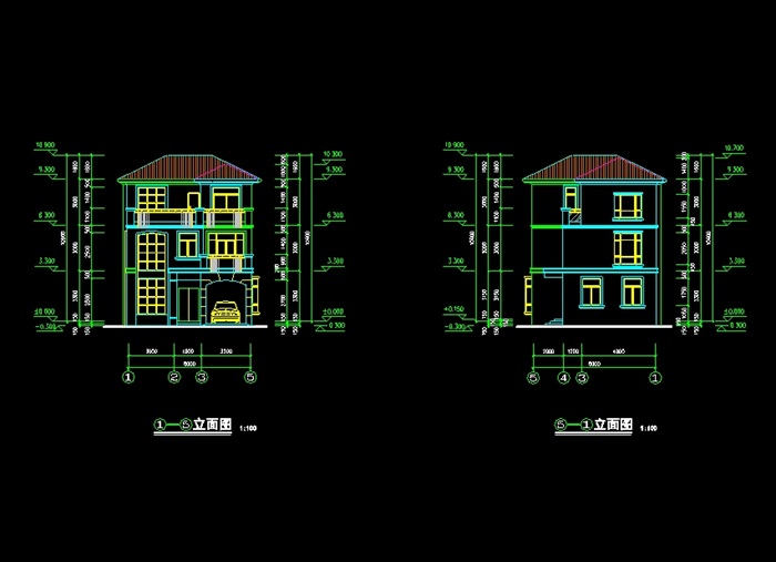 欧式详细的三层别墅建筑cad施工图[原创]