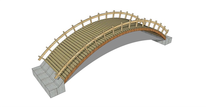 中式木式拱桥su模型[原创]