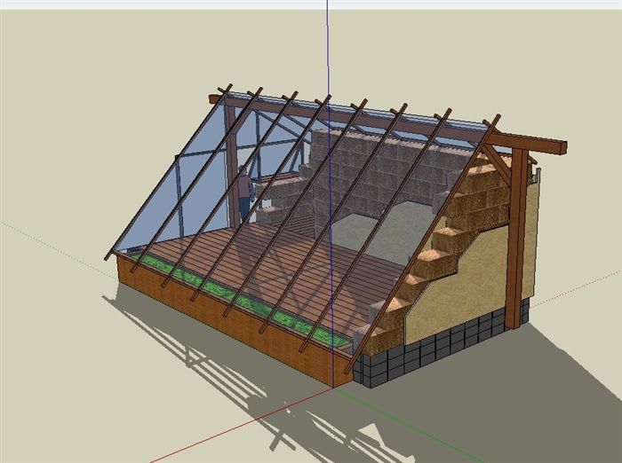 屋顶温室大棚详细设计su模型[原创]