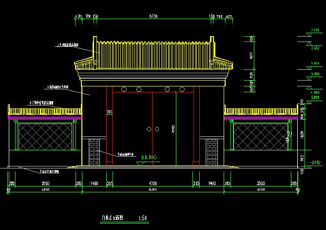古建筑大门设计施工图[原创]