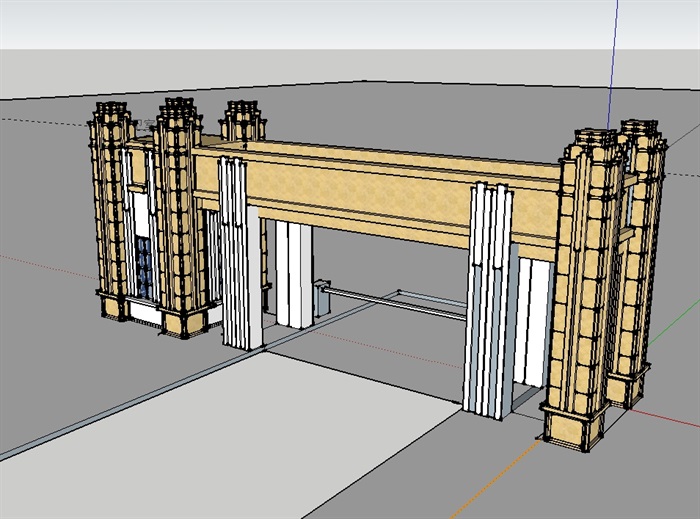 现代小区大门详细完整设计su模型