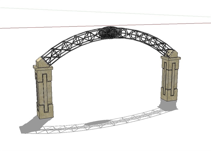 小区大门独特简单设计su模型
