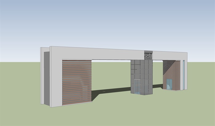 现代小区大门简单设计su模型