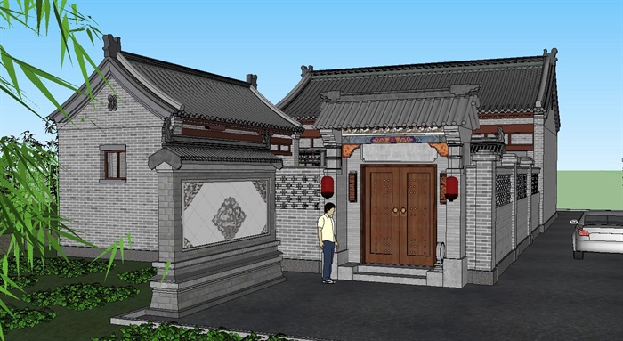 中式风格乡村古建筑房子模型[原创]