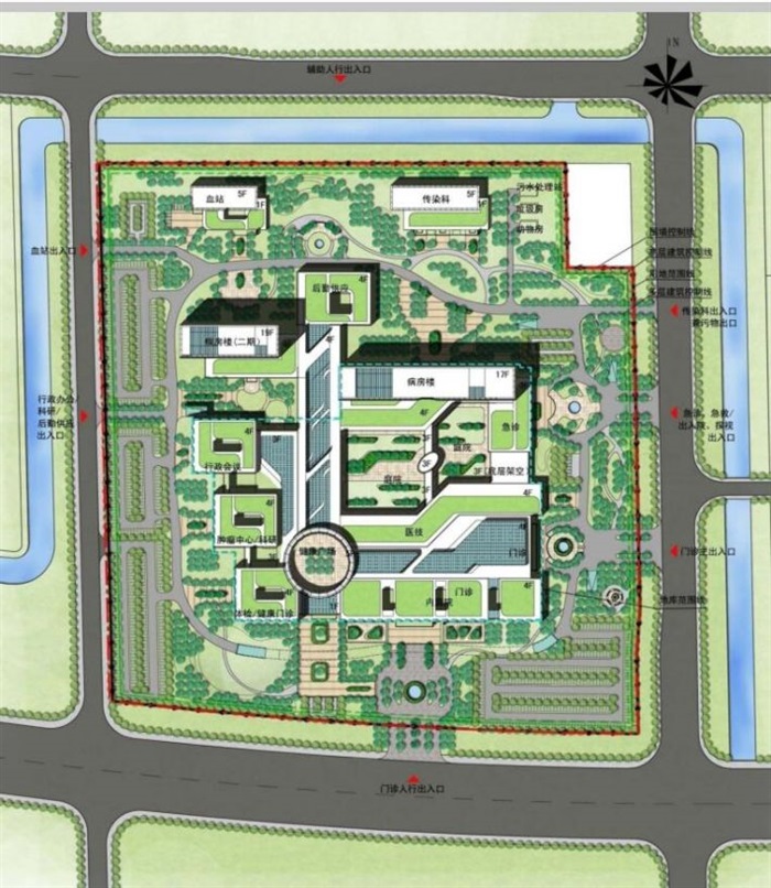 现代二甲县级人民医院建筑规划方案su设计模型(9)