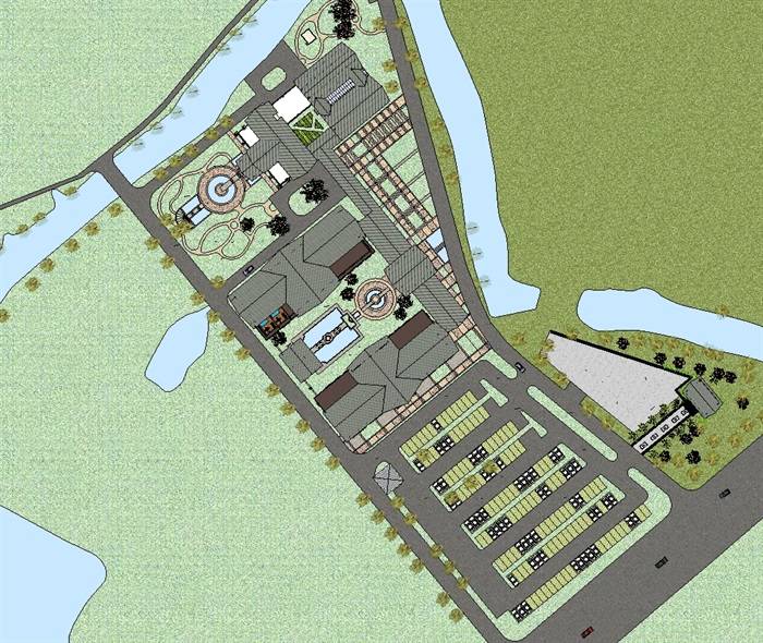 新亚洲风格盘城游客服务中心与公厕建筑设计方案su模型(3)