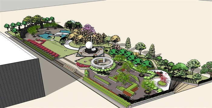 景观设计校园公共绿地设计su模型[原创]
