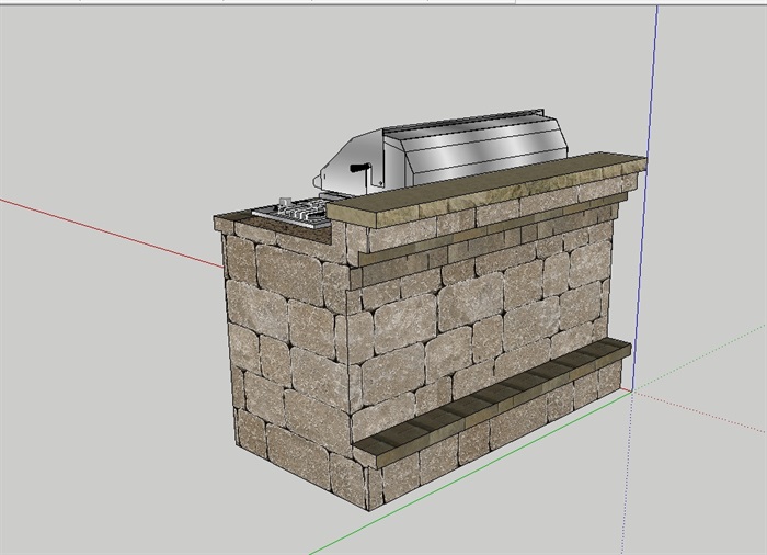 某庭院户外烧烤台设计su模型原创