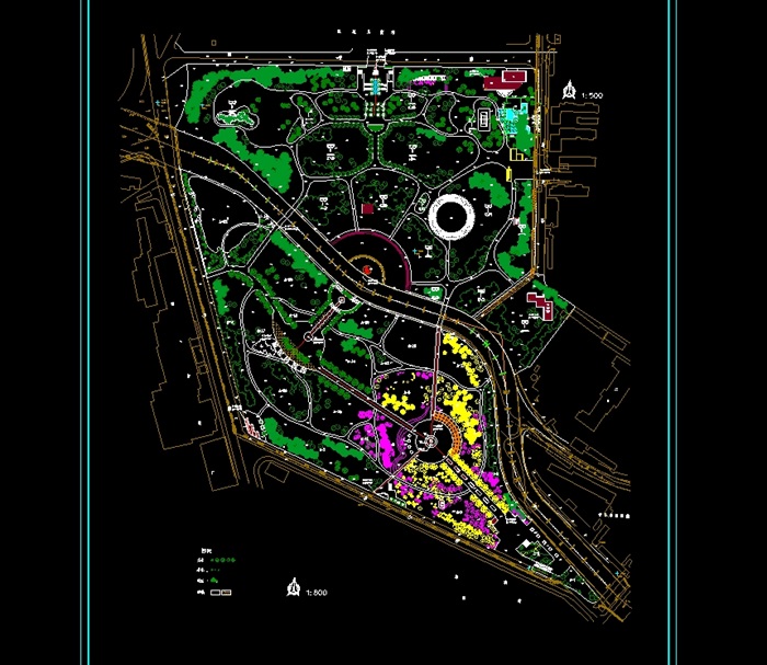 某公园景观植物配置规划设计cad方案图[原创]