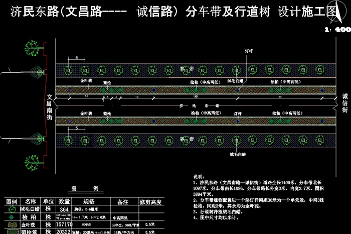 某道路分车带绿化cad方案图[原创]