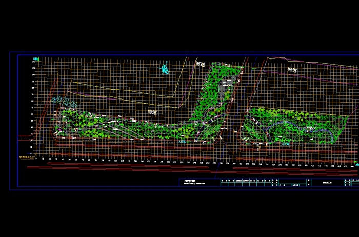 road greening design] 某现代河边道路绿化设计cad方案图,图纸绘制