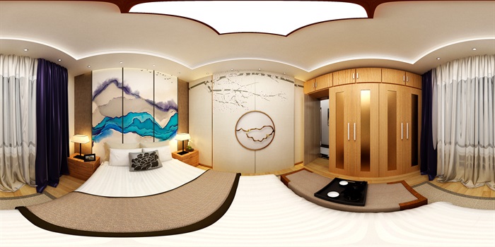 某详细的现代室内设计cad3d及效果图 360度全景图