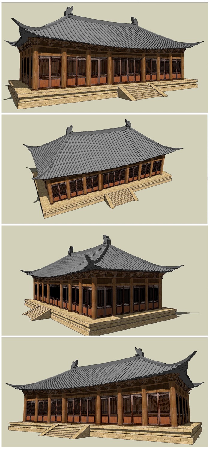 中式大殿古建筑模型[原创]