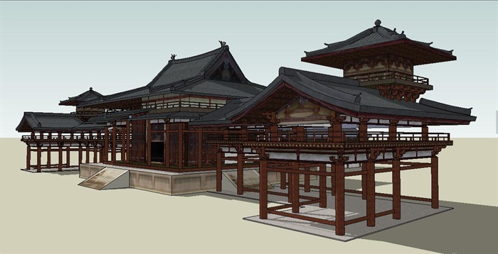 仿古旅游建筑设计su模型原创