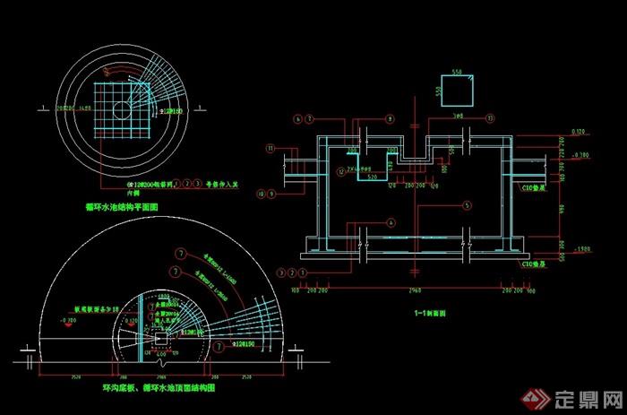 [24- pool scheme 1] 详细完整的水池设计cad施工图,图纸绘制详细