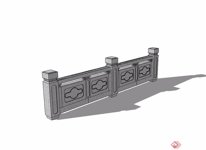 现代中式石栏杆素材设计su模型[原创]