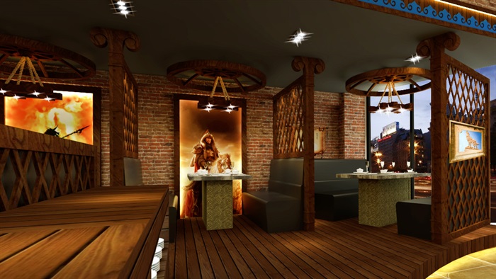 蒙古风格音乐考吧餐厅设计su模型及效果图[原创]