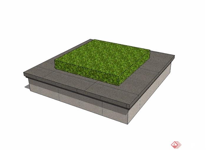 现代风格详细的方形种植树池设计su模型[原创]