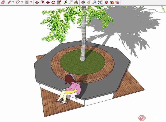 某现代风格详细的树池素材设计su模型[原创]