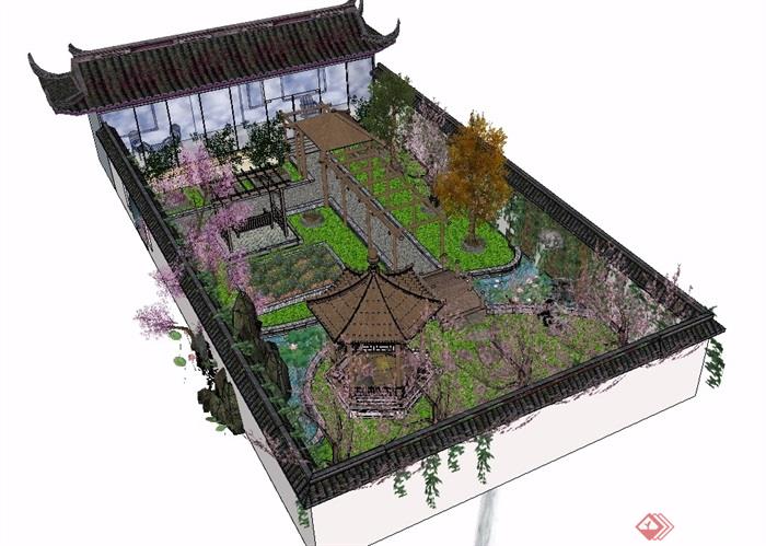 古典中式庭院详细完整景观设计su模型[原创]