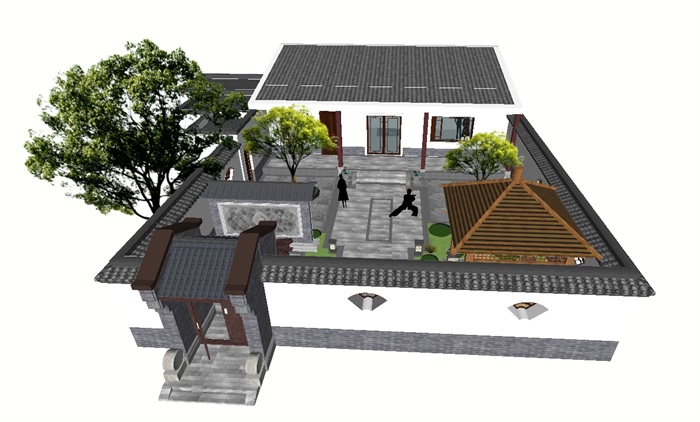 西北地区中式民居院子住宅模型[原创]