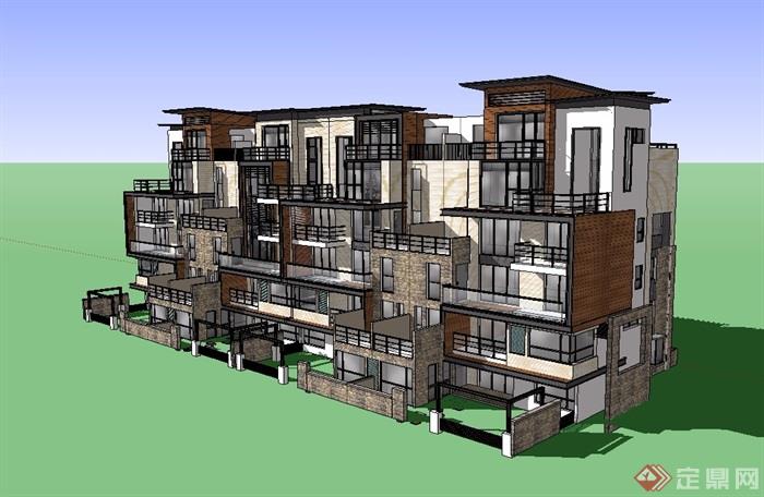 某新亚洲风格详细多层住宅楼设计模型[原创]