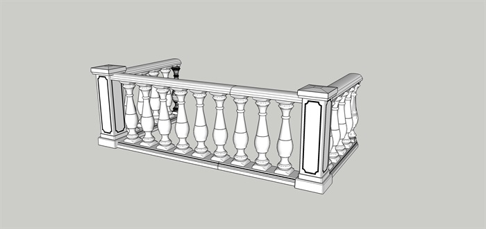 欧式阳台护栏设计su模型
