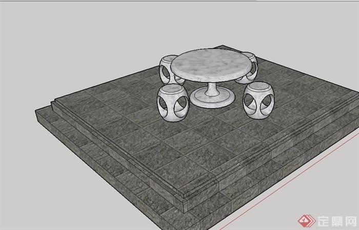 石桌凳详细完整设计su模型