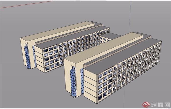 某现代多层学校宿舍楼su模型[原创]