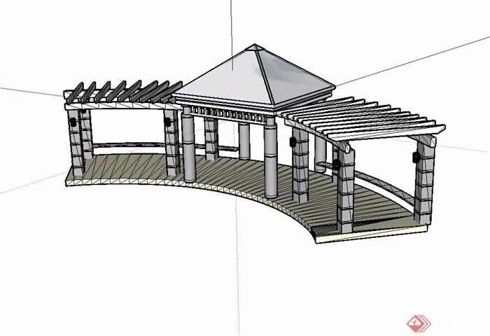 某欧式风格休闲廊亭su模型[原创]