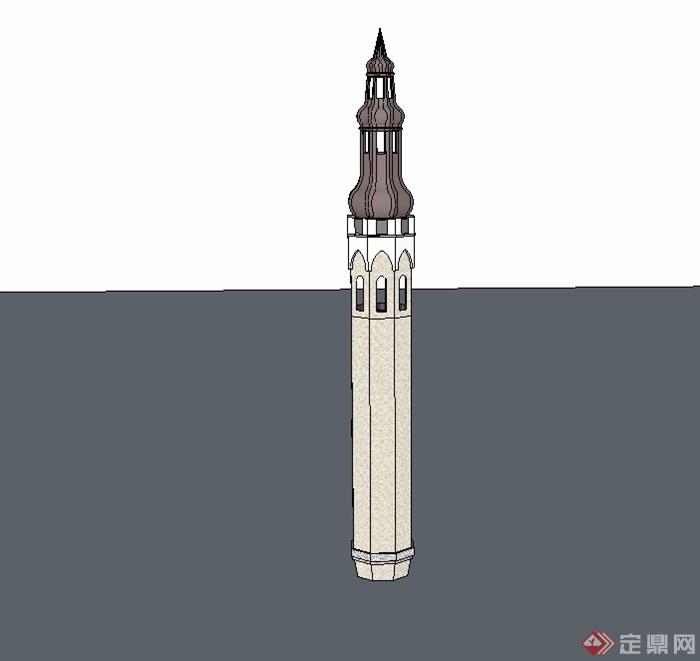 某欧式风格详细完整的独特景观塔su模型[原创]