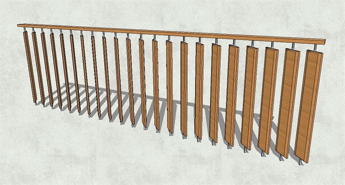 现代风格详细的木质栏杆素材设计su模型[原创]
