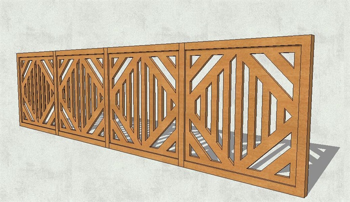 现代风格精致详细的木质栏杆素材设计su模型[原创]