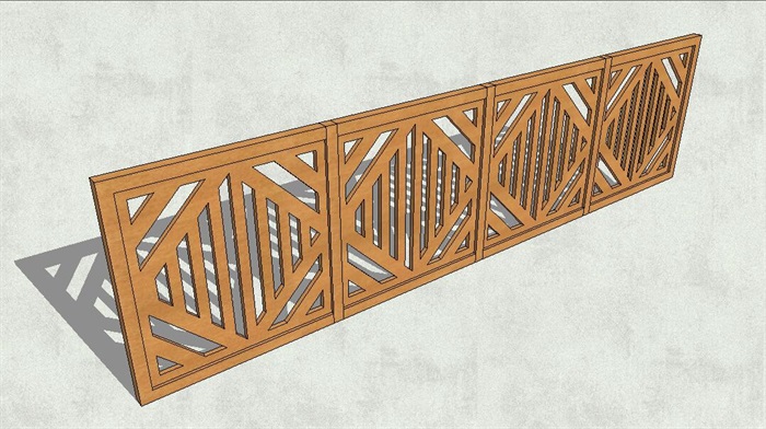现代风格精致详细的木质栏杆素材设计su模型[原创]