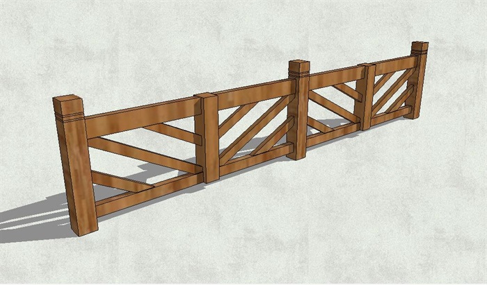 栏杆围栏围栏护栏铁艺栏杆木质栏杆详细设计su模型,模型为现代风格