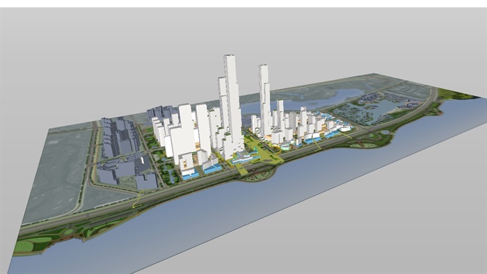 深圳湾超级总部城市规划设计方案su模型(附cad总平面图 pdf文本方案)