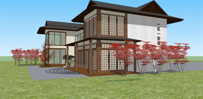 日式民宿建筑概念方案su模型[原创]