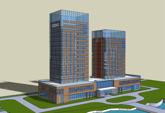 16个现代风格办公楼建筑方案su模型原创