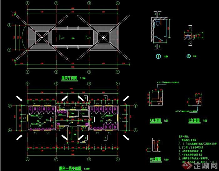 现代独特详细厕所设计cad施工图[原创]