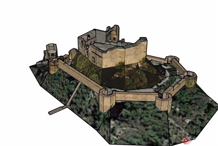 城堡遗迹建筑设计su模型[原创]